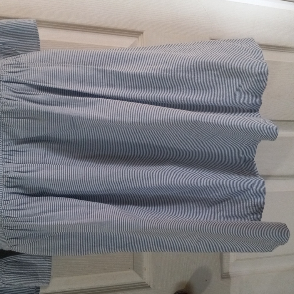 Hope & Henry 100% Organic Cotton Ruffle Cuff Seersucker Dress Light Blue Size10 - Picture 4 of 16